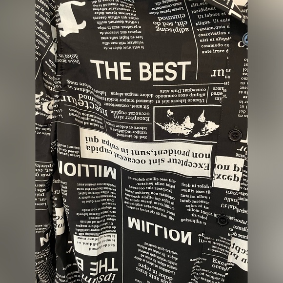 🌸NEW Milk & Honey Black & White Long Sleeve Print Blouse Size Large - Picture 3 of 6